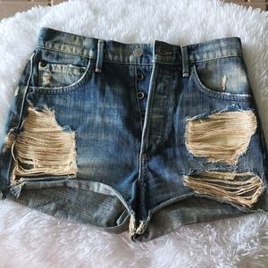 AGOLDE, ANJA High- Rise Distressed Shorts, Size 26